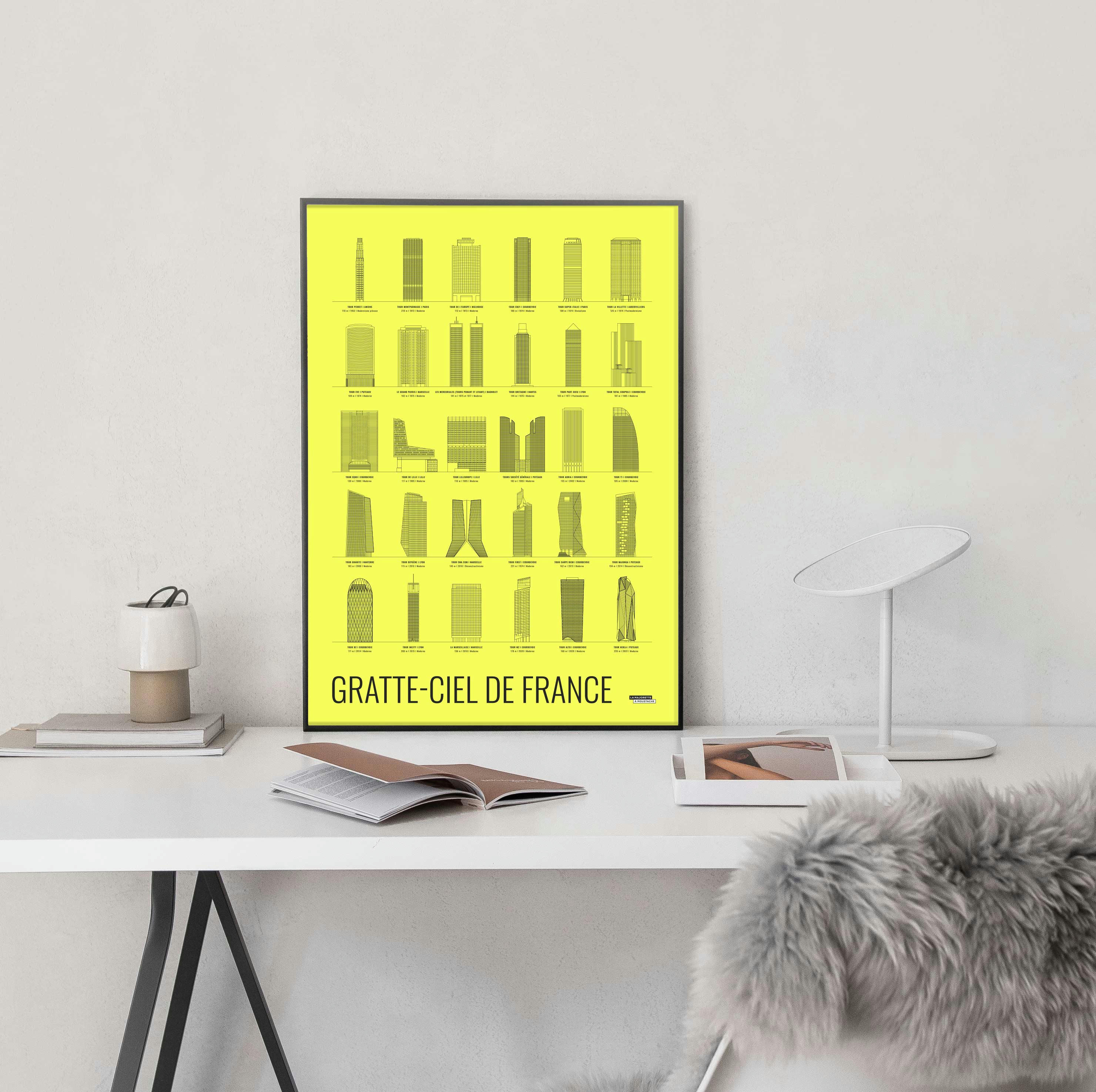 - Affiche d'art gratte-ciel de France 50 X 70 cm
