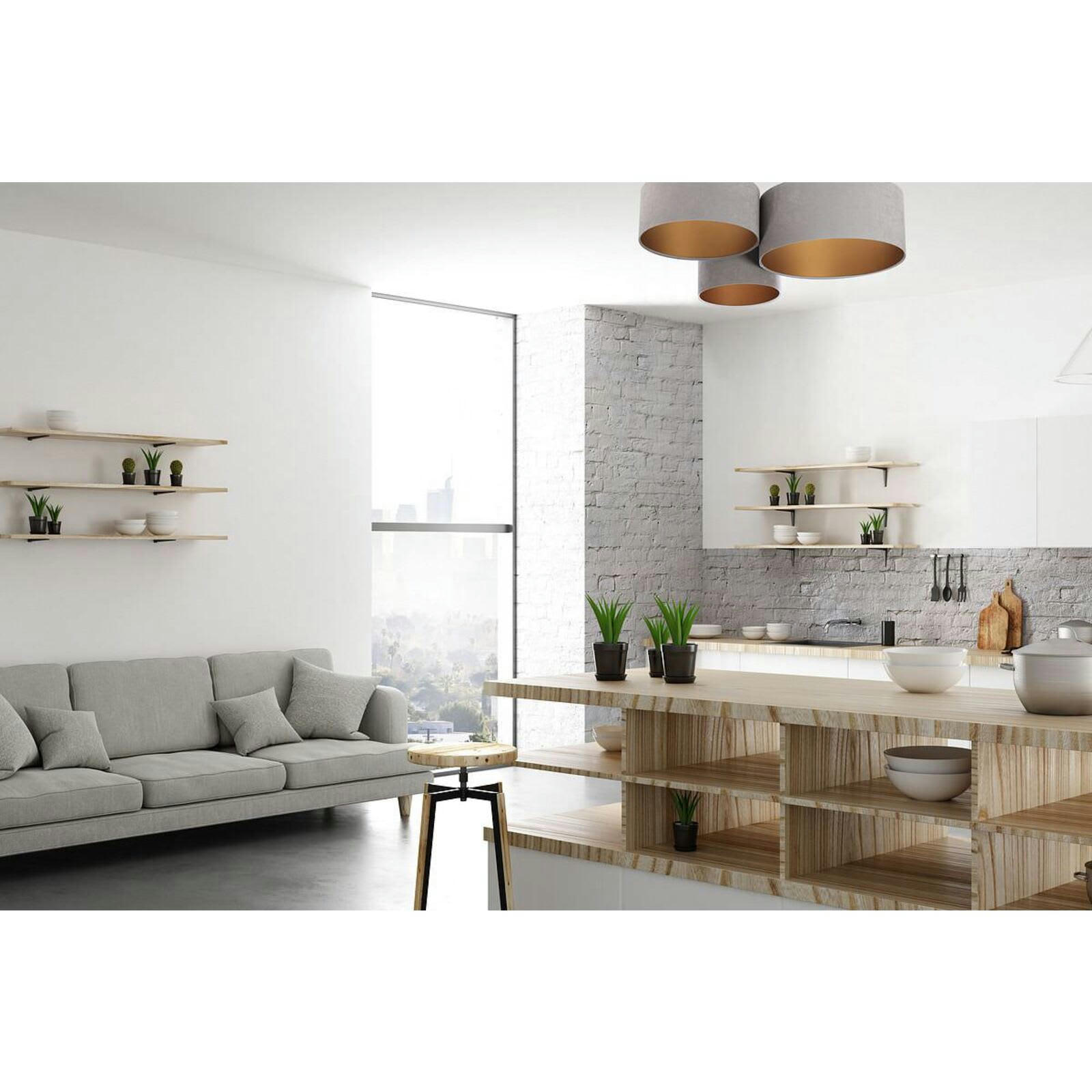 TRIO - Plafonnier Tissu Gris