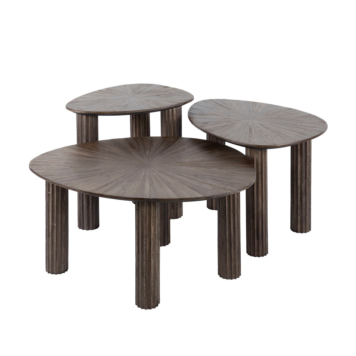 Giga Meubel Salontafel Maya - Donkerbruin Hout - Set van 3 - 76x61x38cm
