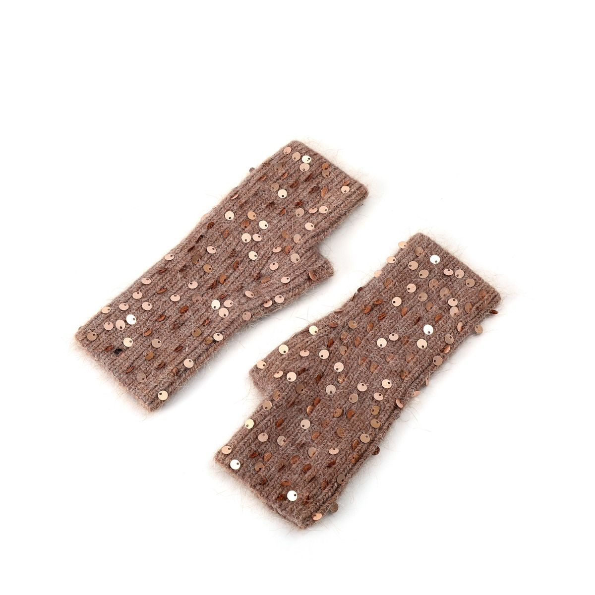 PEACH ACCESSORIES Woollen Fingerless Gloves with Sequins