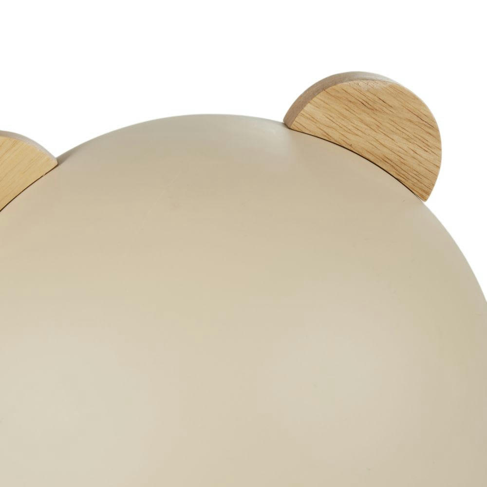 OULANKA - Mini lampe à poser métal beige avec oreilles en bois d'hévéa