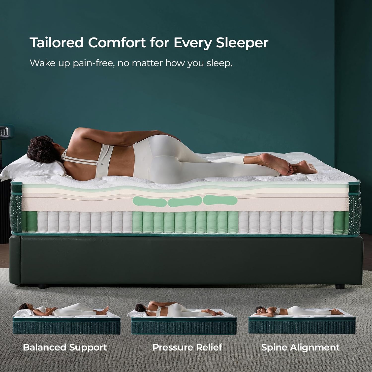12 Inch King Hybrid Mattress in a Box – Medium Firm Support with Cooling Gel Memory Foam & Pocket Coils – Enhanced Pressure Relief, Motion Isolation & Breathable Comfort