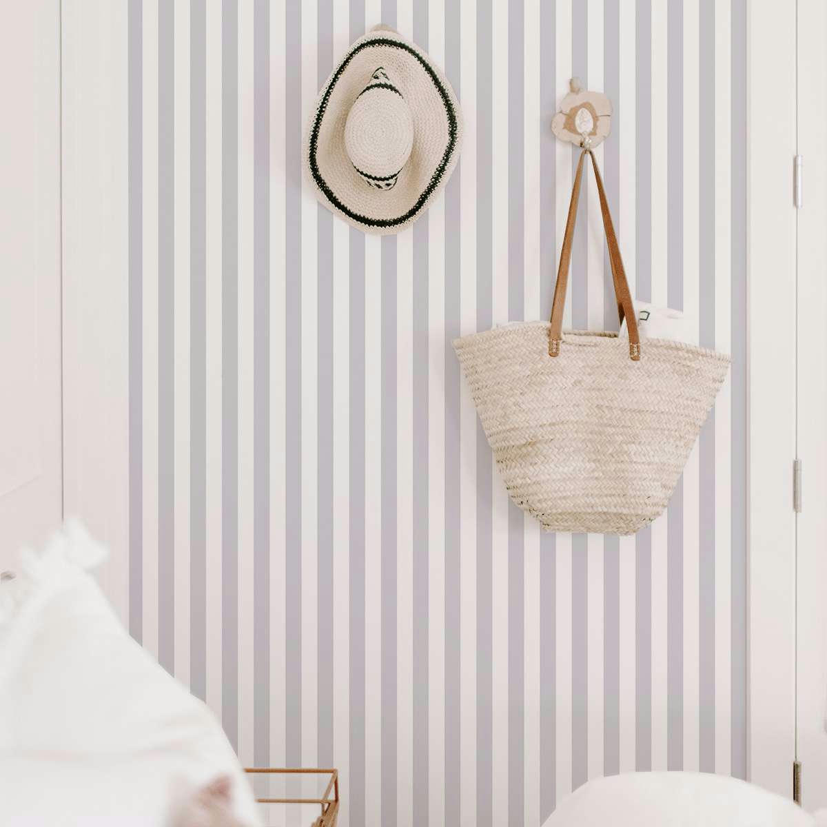 LITTLE STRIPES - Papier peint vinyle adhésif petites rayures gris cendré 50x300 cm