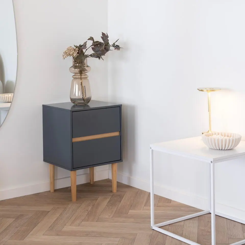 Nachtkastje Donkergrijs - 40x35x55cm - Bisley