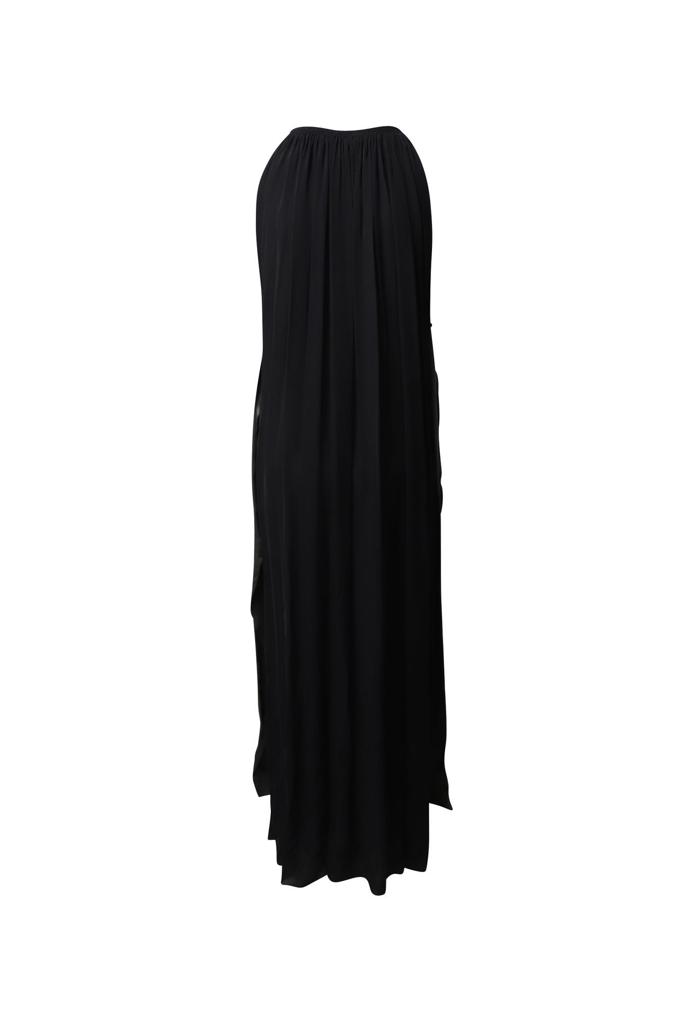 Lanvin Preloved Flower Applique Evening Dress in Black Silk