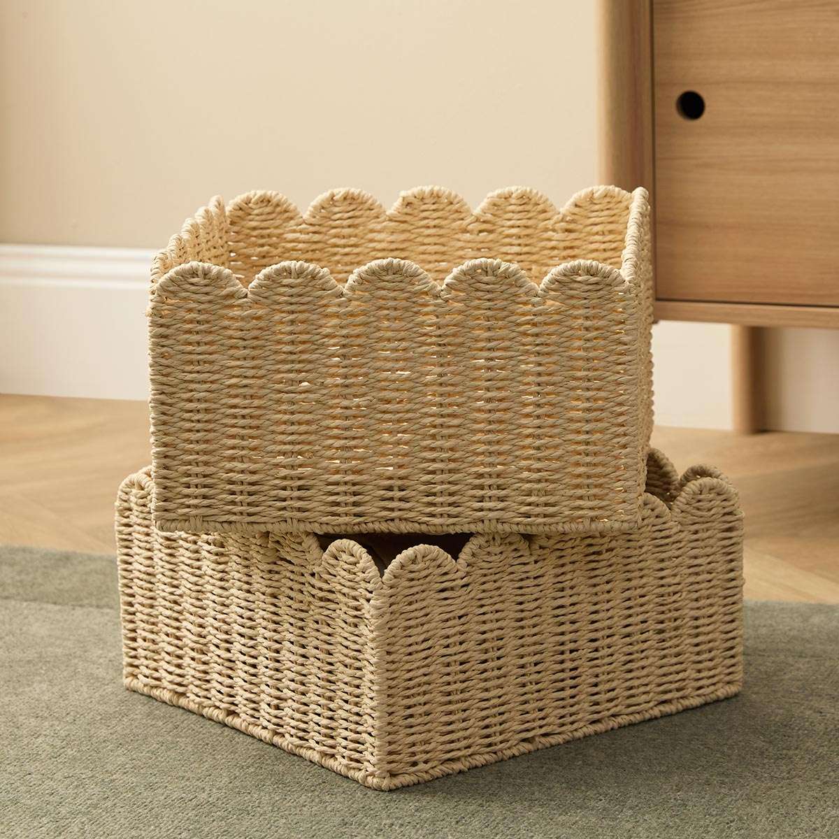 Scalloped Half Cube Baskets - Set of Two