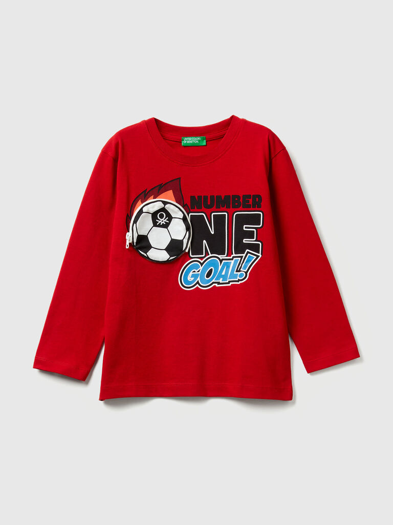 T-shirt with print and applique