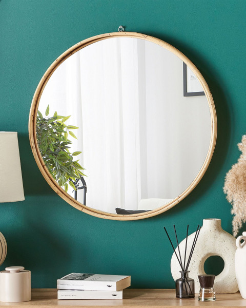 Lustro ścienne okrągłe rattan 60 cm