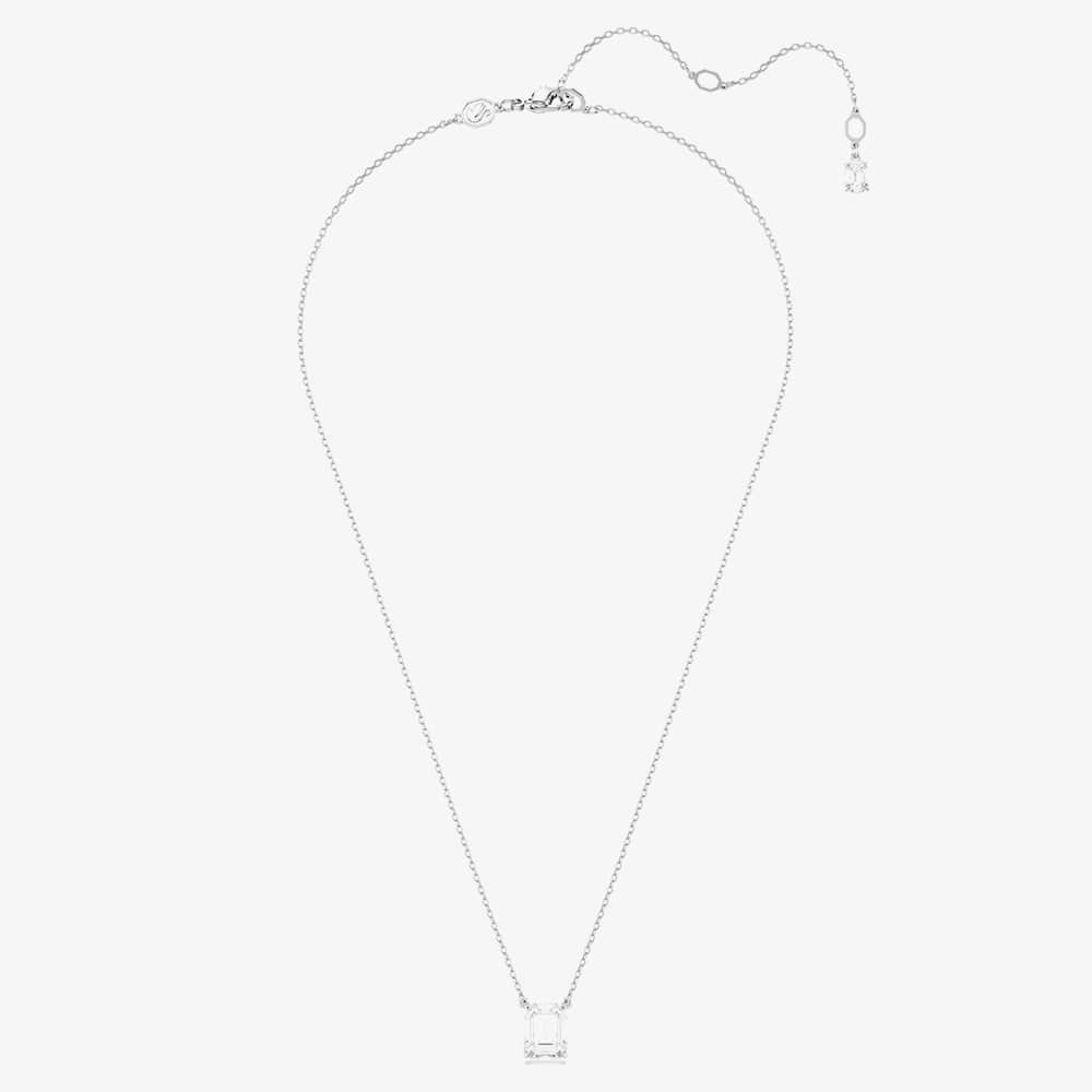 Swarovski Stilla Rhodium Plated White Octagonal Necklace 5693405