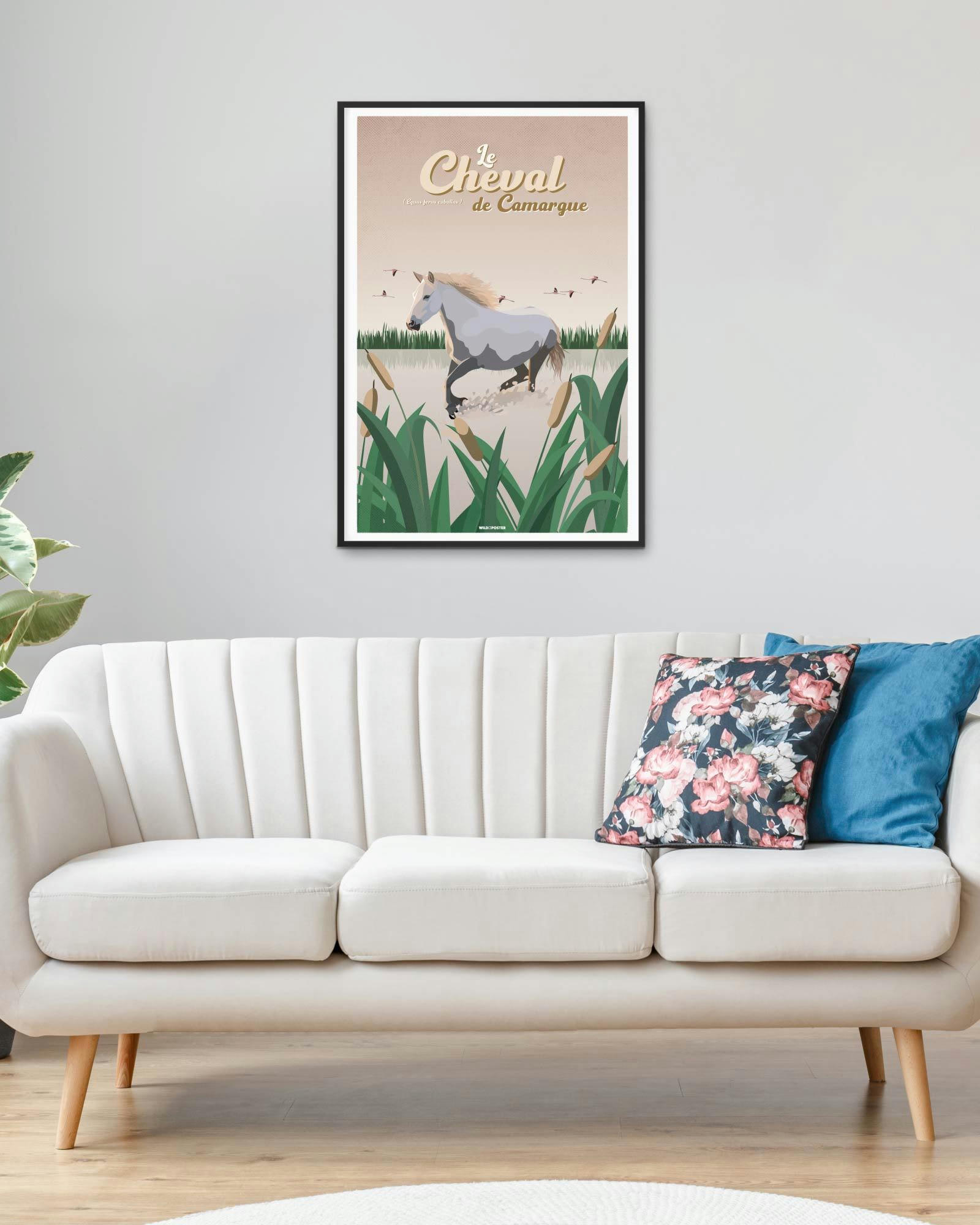 ANIMAUX - Affiche Animaux - Le Cheval de Camargue 40 x 60 cm