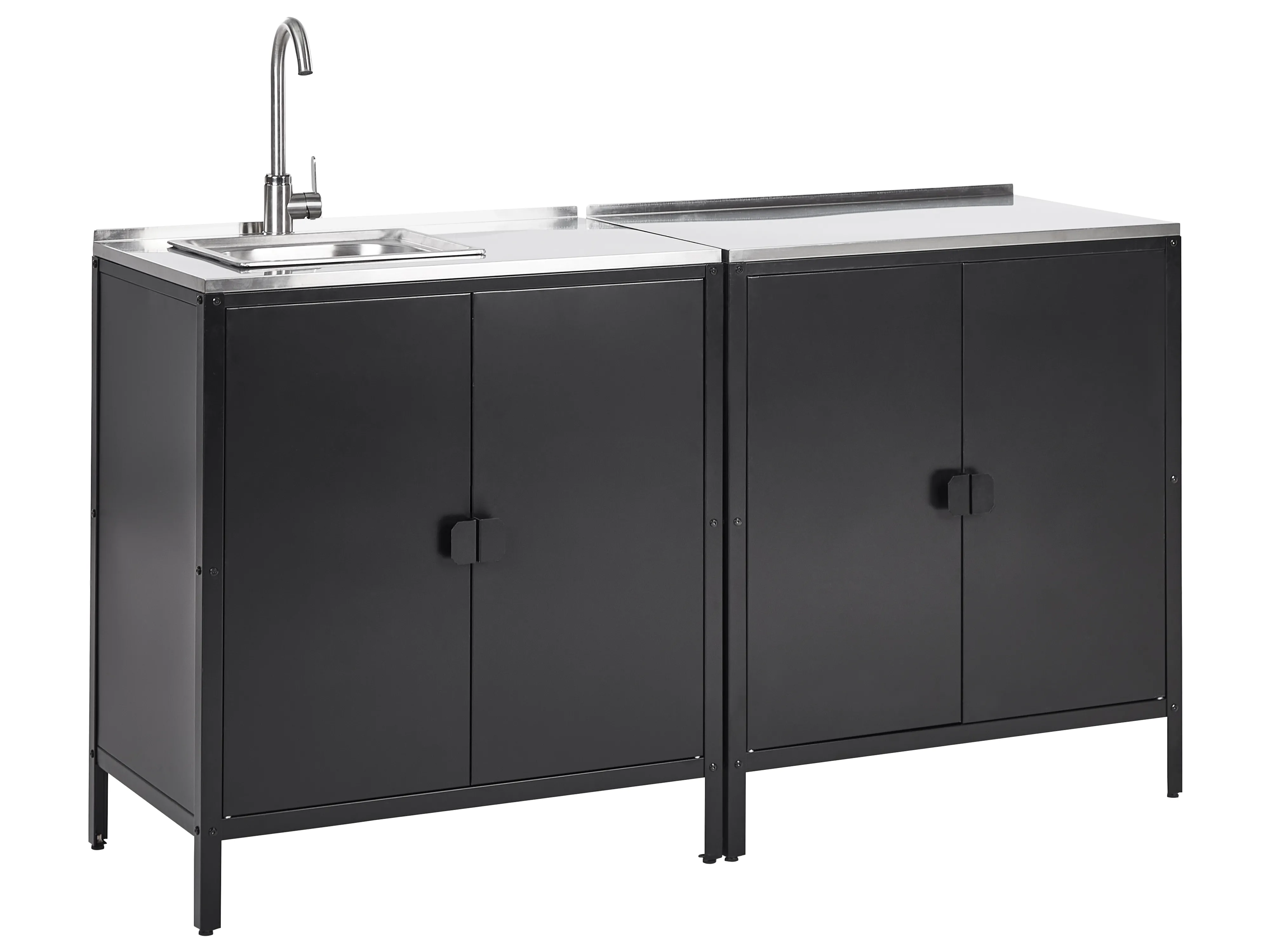 2 Piece Outdoor Kitchen Set with Sink VILAMA Metal Black
