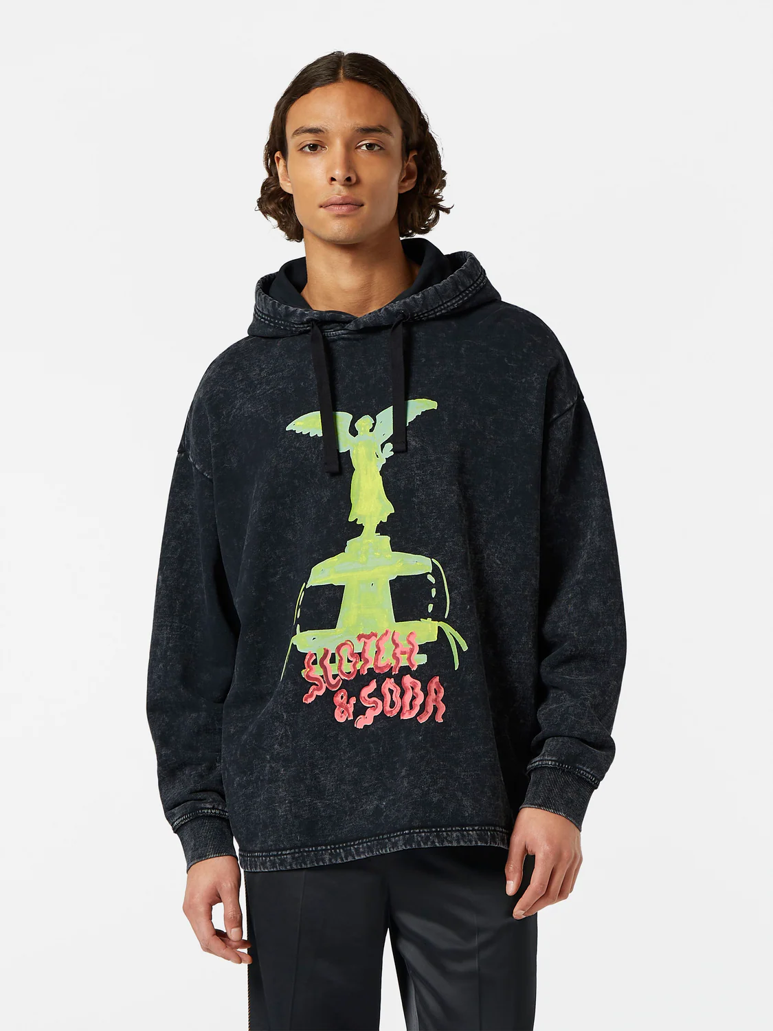 Washed Artwork Loose Fit Hoodie