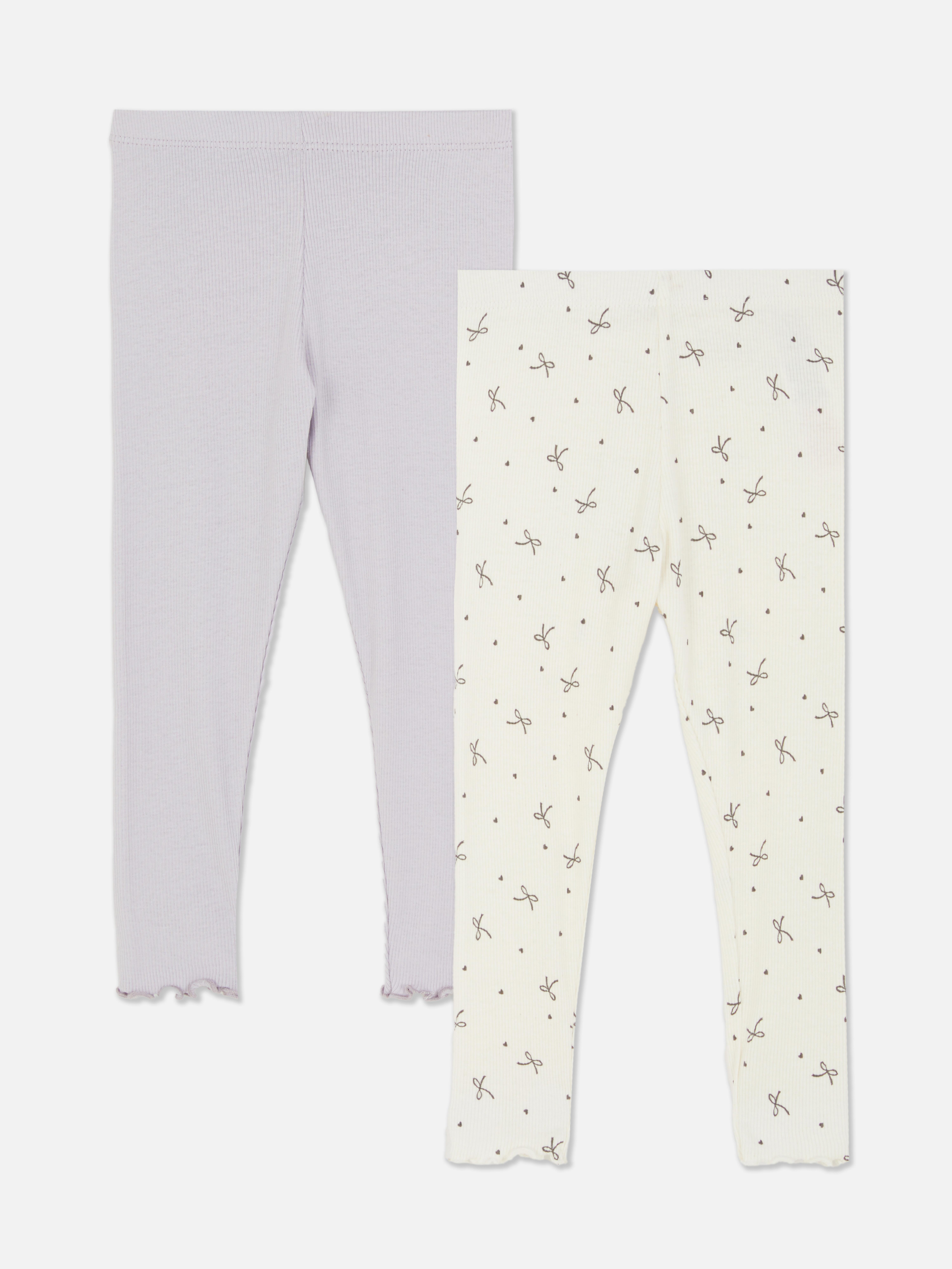 0-36mths | 2pk Ribbed Lettuce Trim Leggings