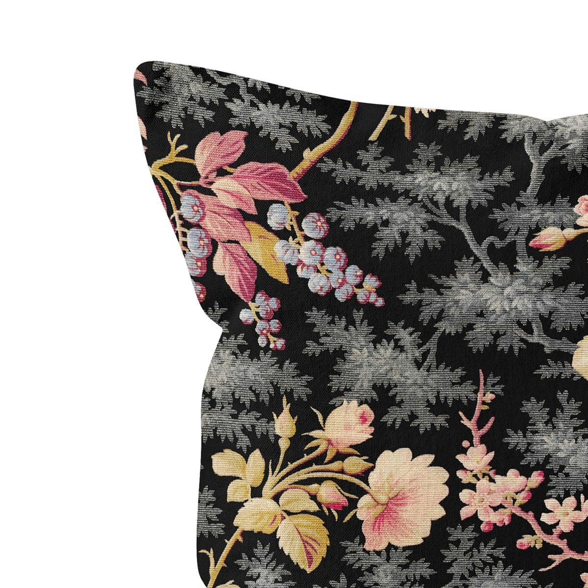 - Coussin imprimé vintage lin polyester noir 40x60cm