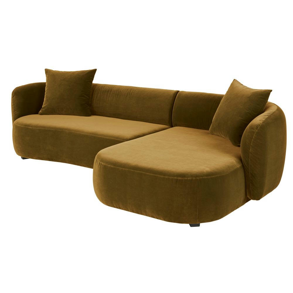 Curve - Canapé d'angle droit 4/5 places en velours coloris bronze