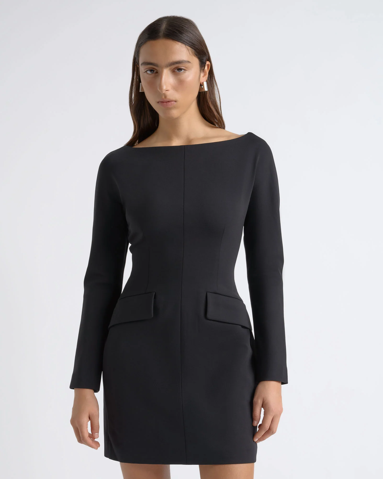 Boat Neck Tailored Mini Dress