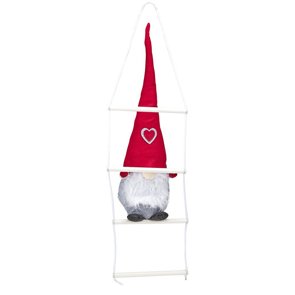 Gnome No&euml;l grimpeur sur échelle H48cm