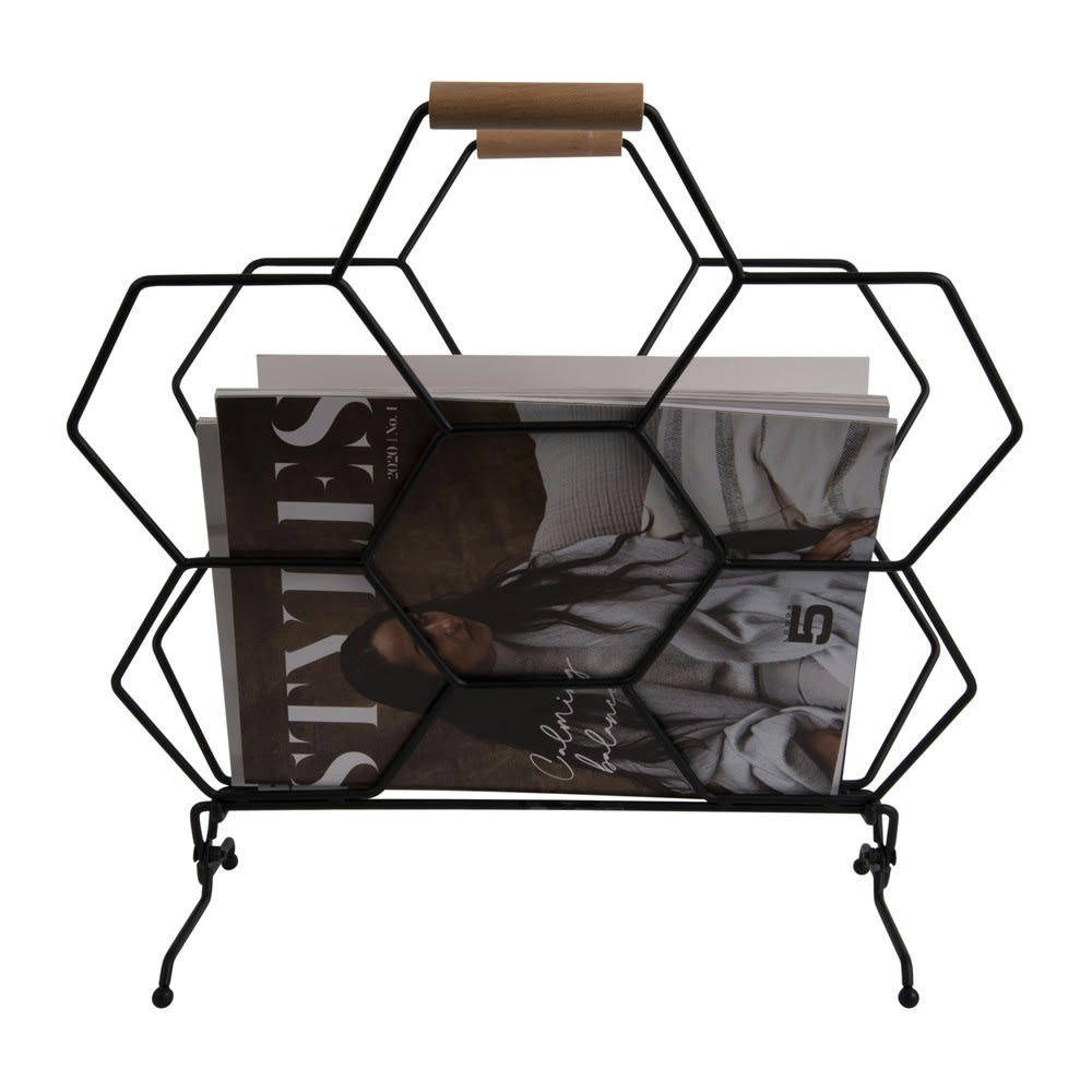 HONEYCOMB - Porte revues en métal noir