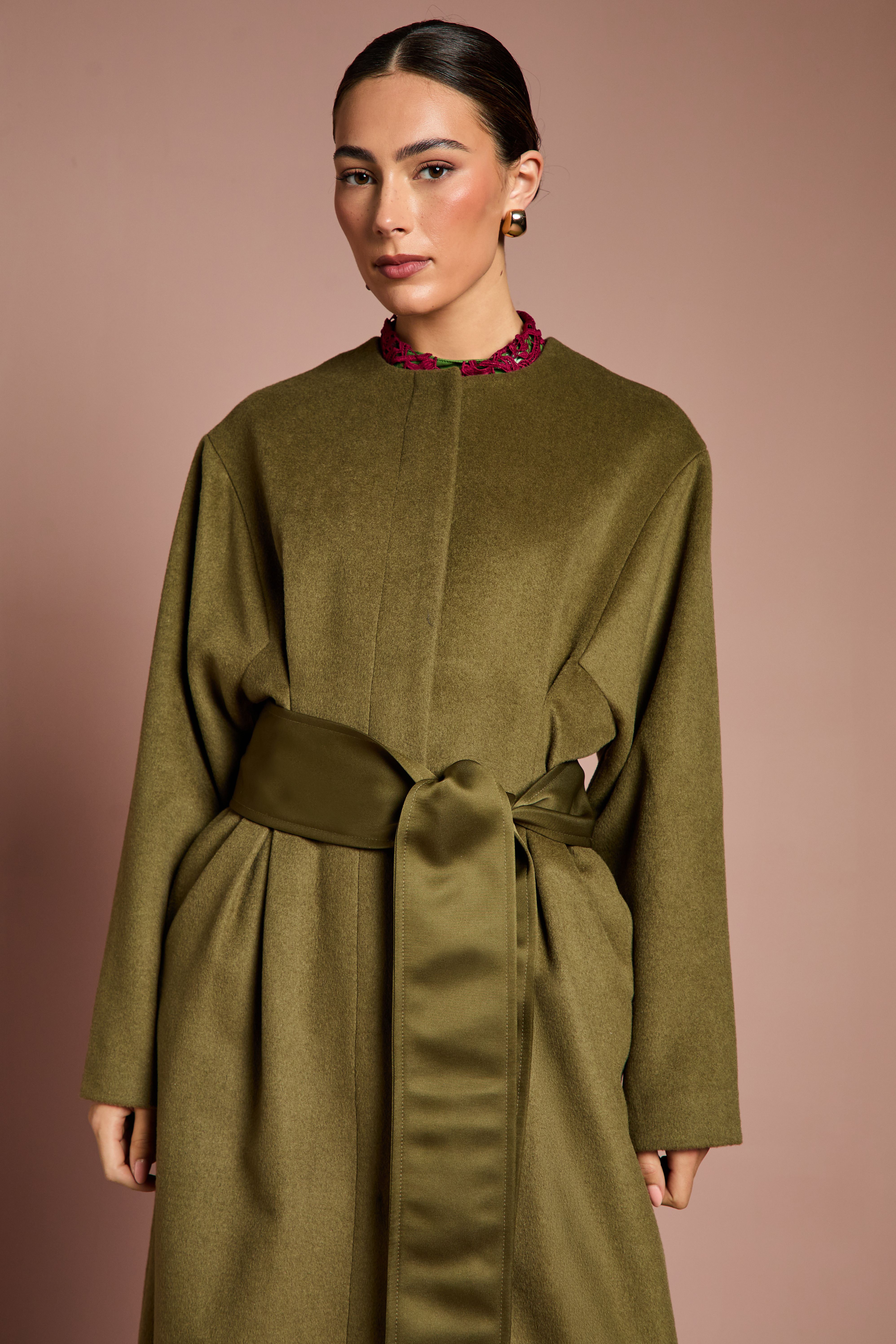 Coast Lisa Tan Occasion Waist Detail Belted Coat