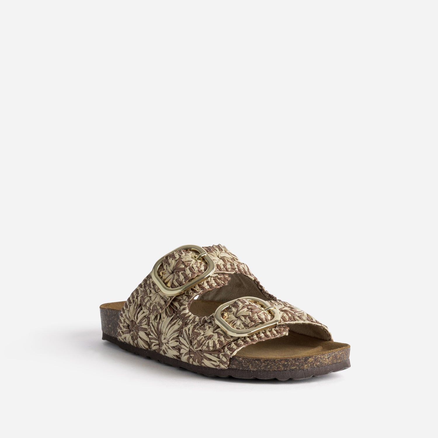 Mule anatomique camel tressée beige
