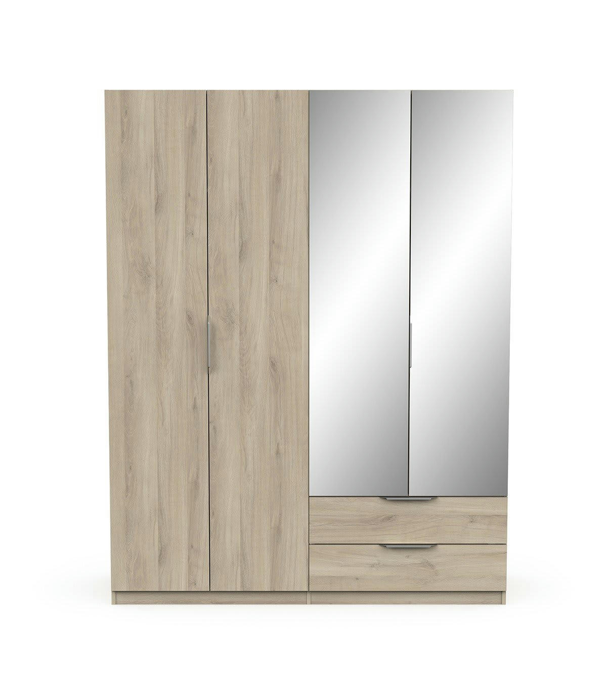 GHOST - Armoire 4 portes, 2 tiroirs et 2 miroirs - L157,3 cm