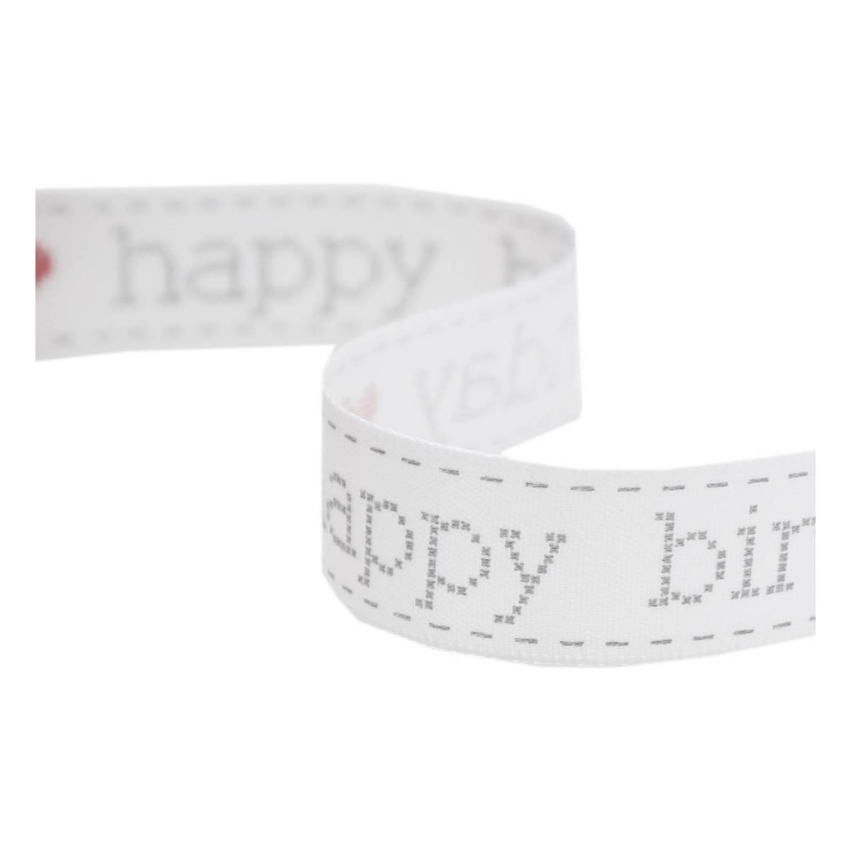 Red and Grey Happy Birthday Satin Ribbon 16mm x 4m