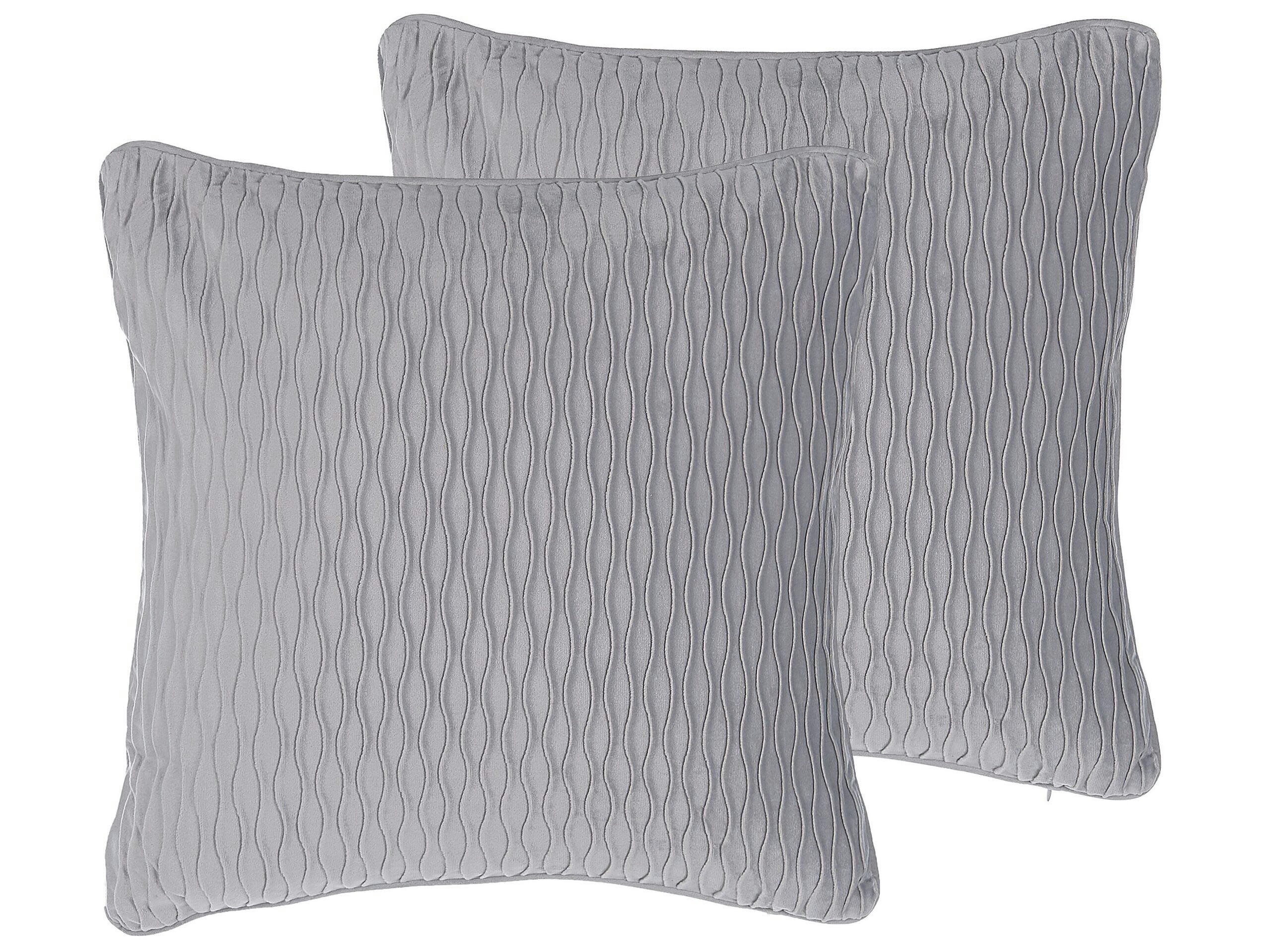 MOTARI - Lot de 2 coussin décoratifs en tissu gris 45x12cm