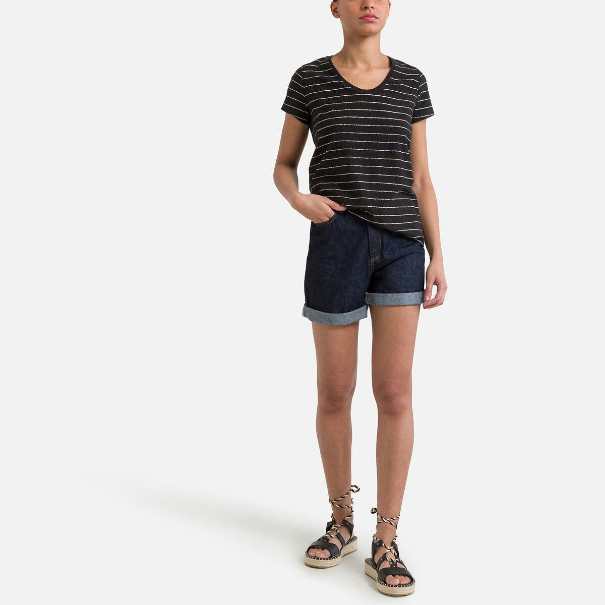 T-shirt rayé, col V