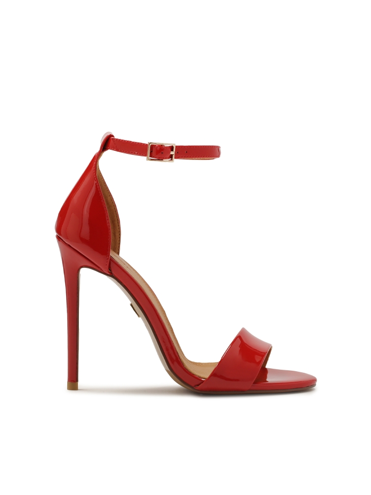 Red patent leather sandals with built-in heel