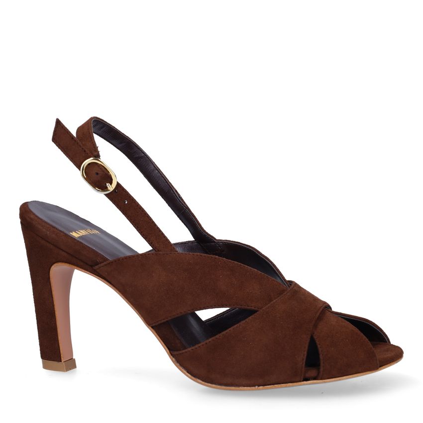 Manfield Bruine suède slingbacks