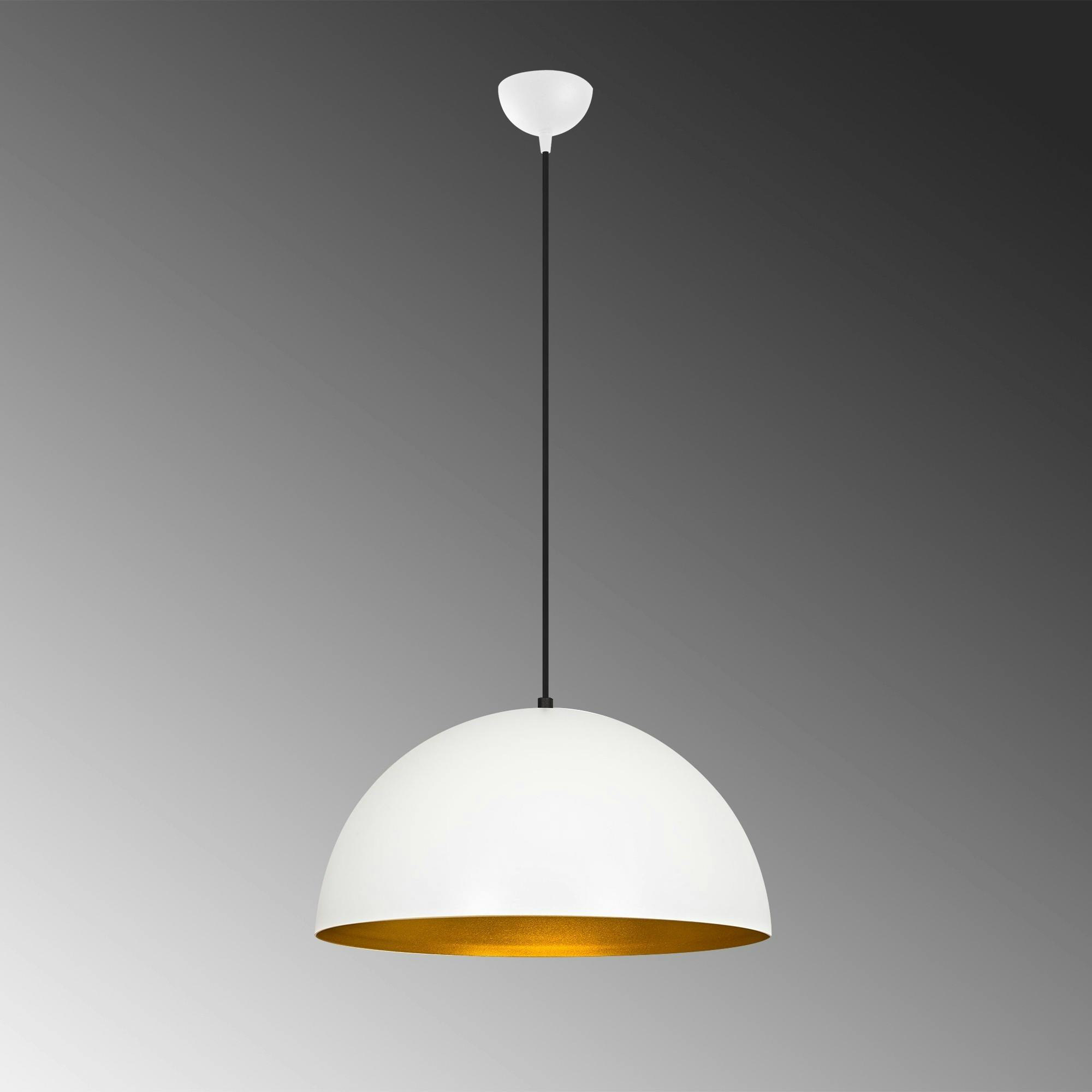 Suspension de table blanche dôme intérieur doré Ø50 cm SILE