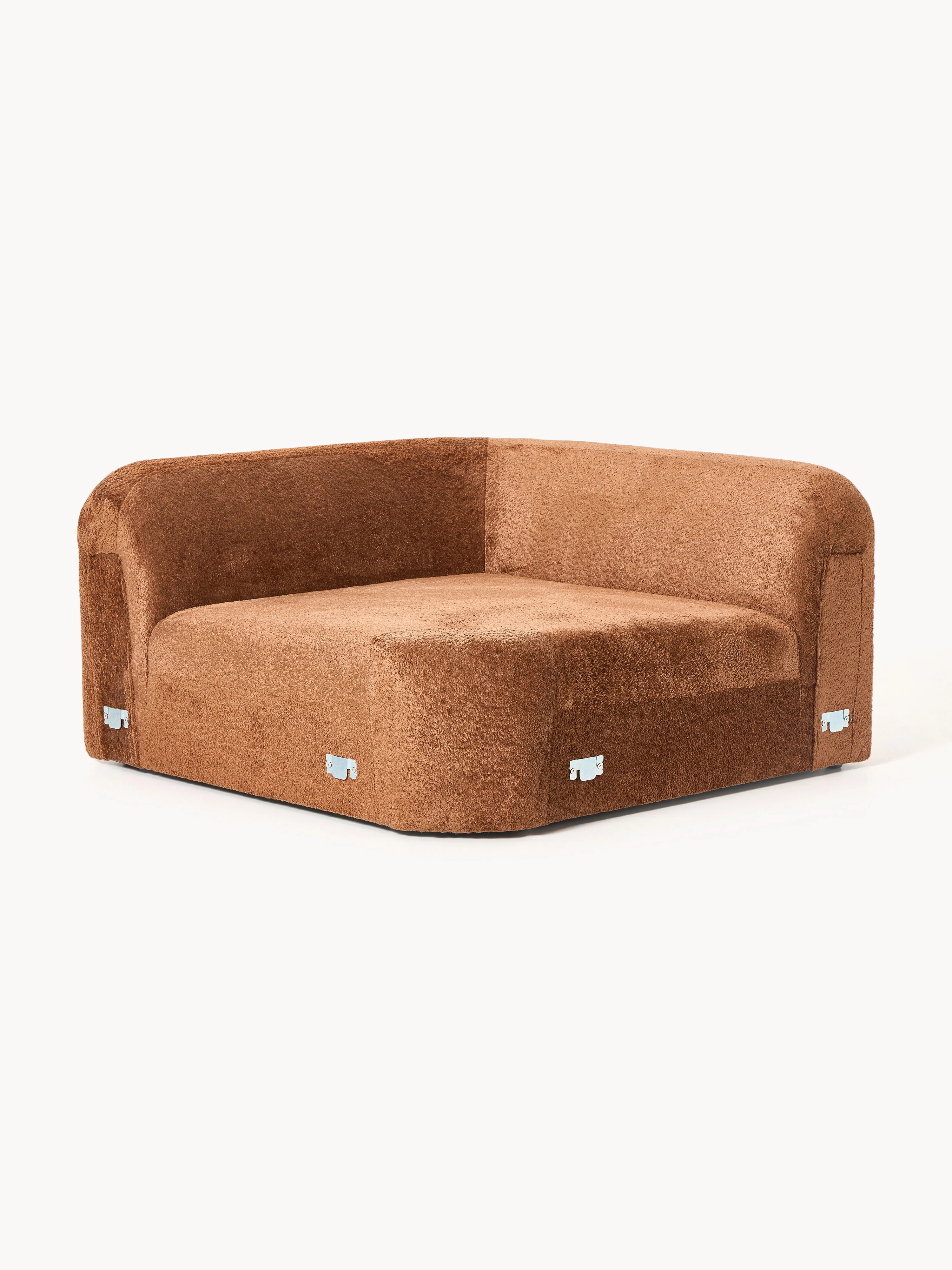 Abgerundetes Eckmodul Wolke aus Teddy-Bouclé