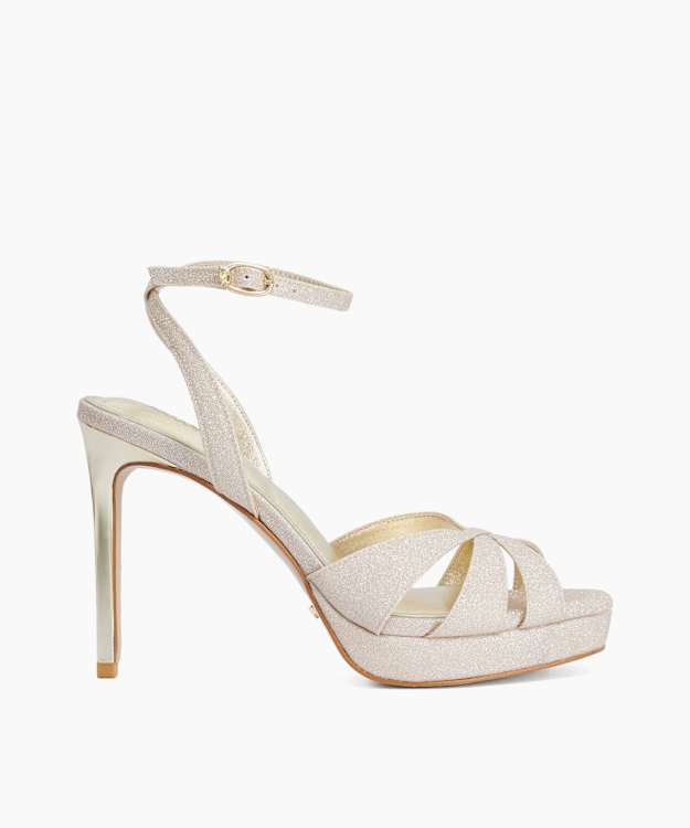 Mayva Gold - Glittered Canvas Heeled Sandals