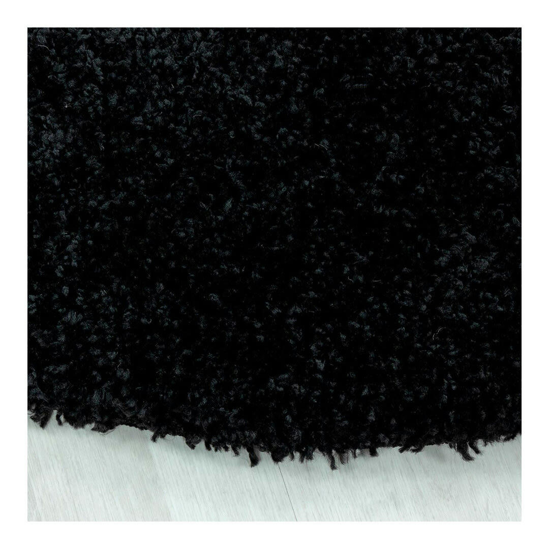 GADOL - Tapis uni design en polypropylène noir Ø 120