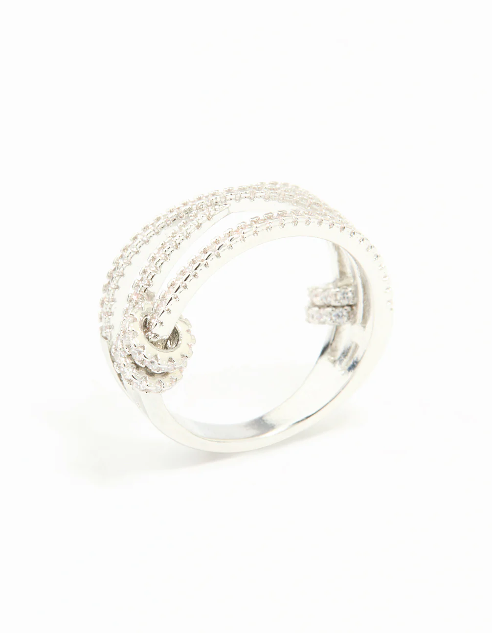 Silver Cubic Zirconia Rondell Stacked Ring