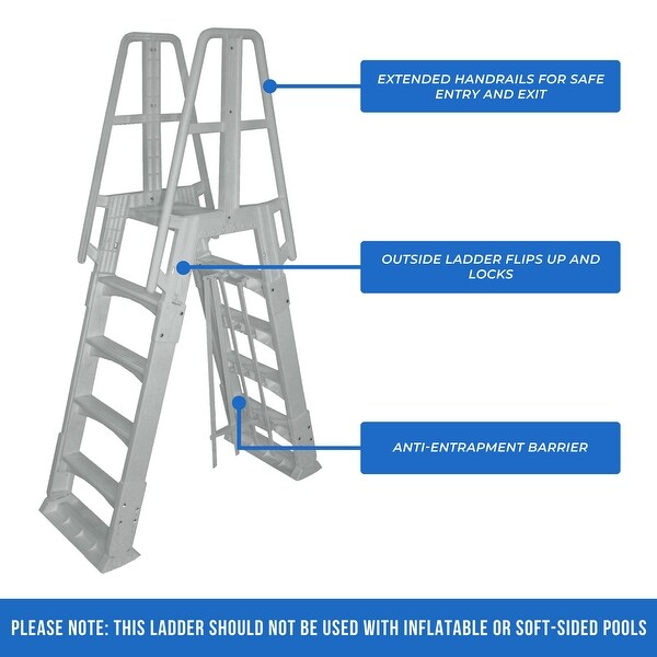 Premium A-Frame Above Ground Pool Ladder - Gray