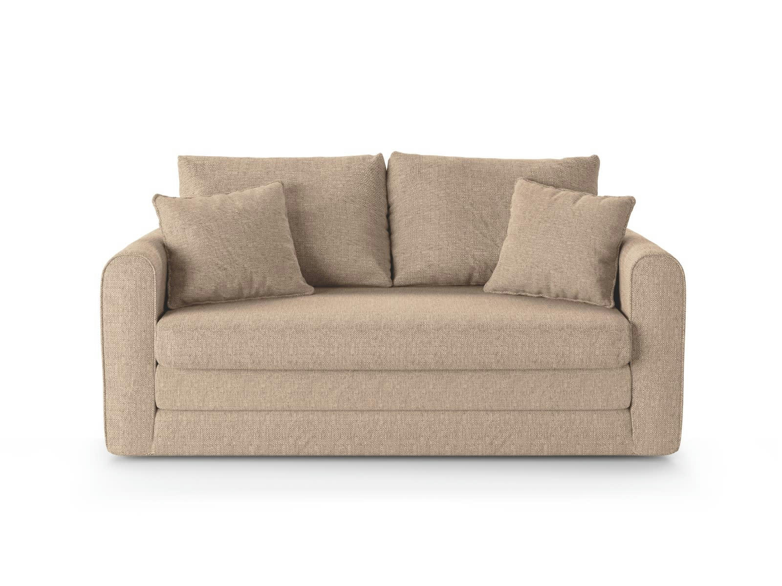 LIDO - Canapé convertible 2 places en tissu structuré beige