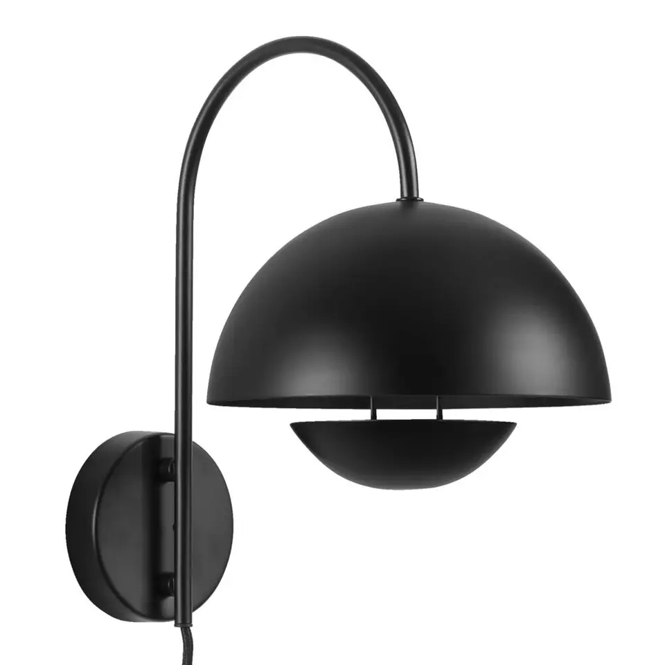 Wandlamp Yuki E27 - zwart metaal - 30x30x20 cm