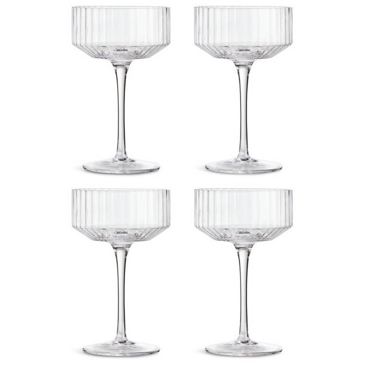 Habitat Wide Ribbed Set of 4 Champagne Coupe