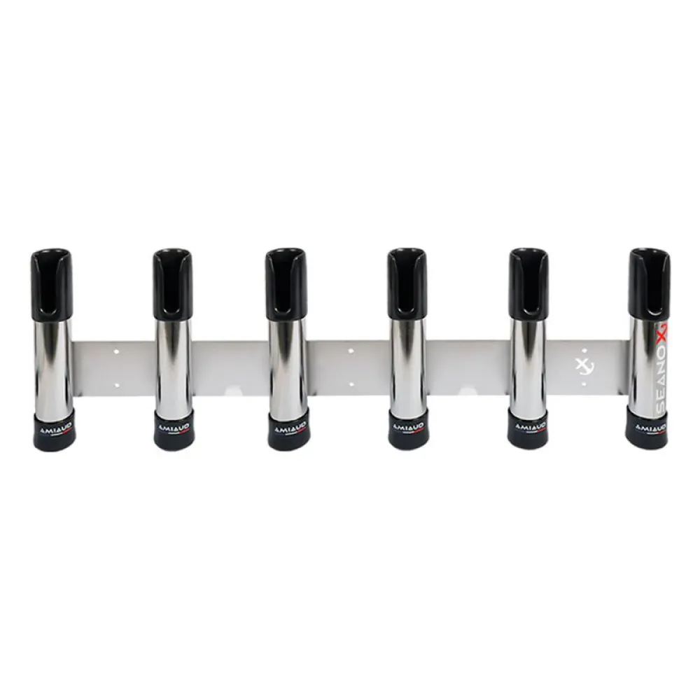 Seanox stainless steel 6 Rods Open Rod Holder With Black Rubber