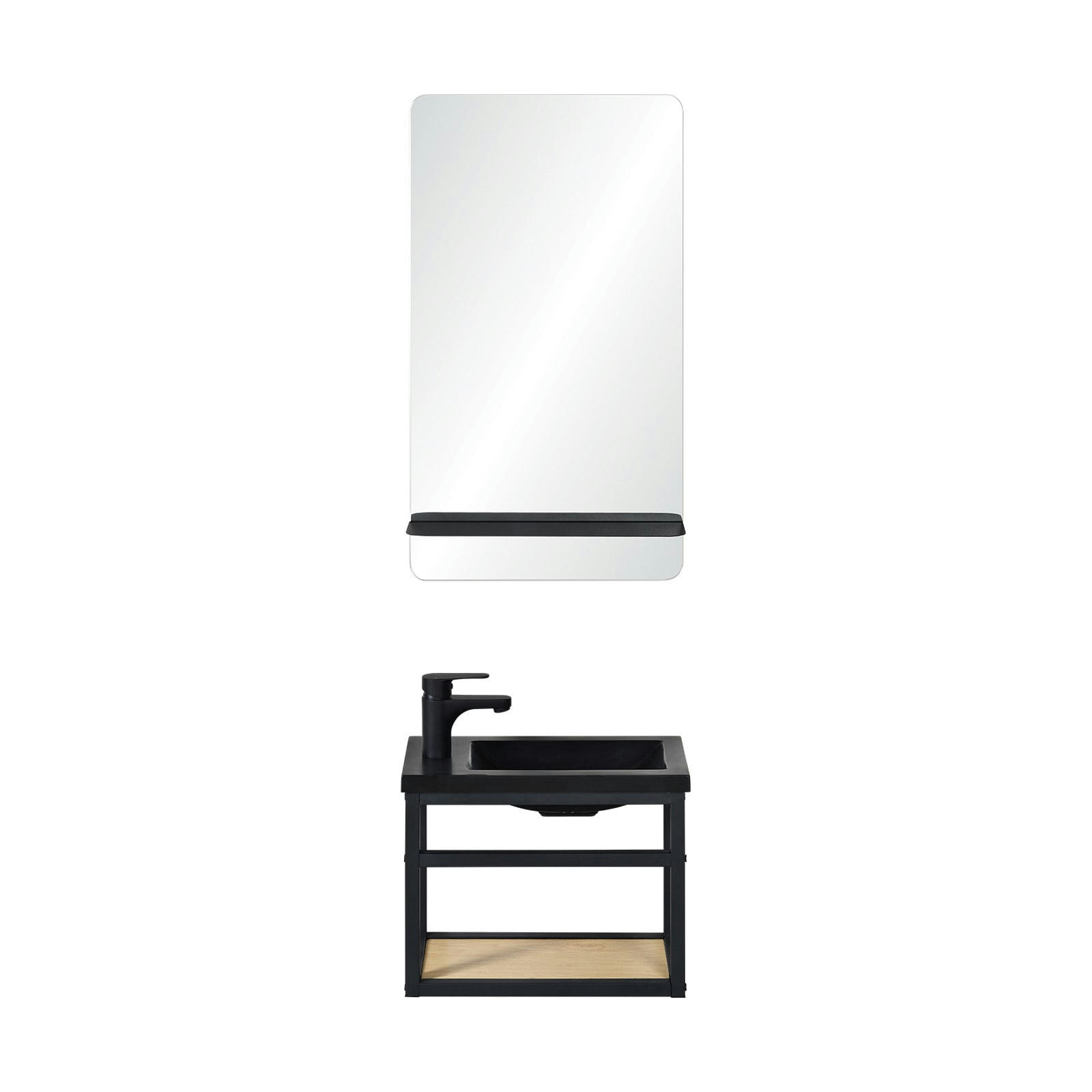 SAO - Meuble lave-mains  + robinet noir + miroir