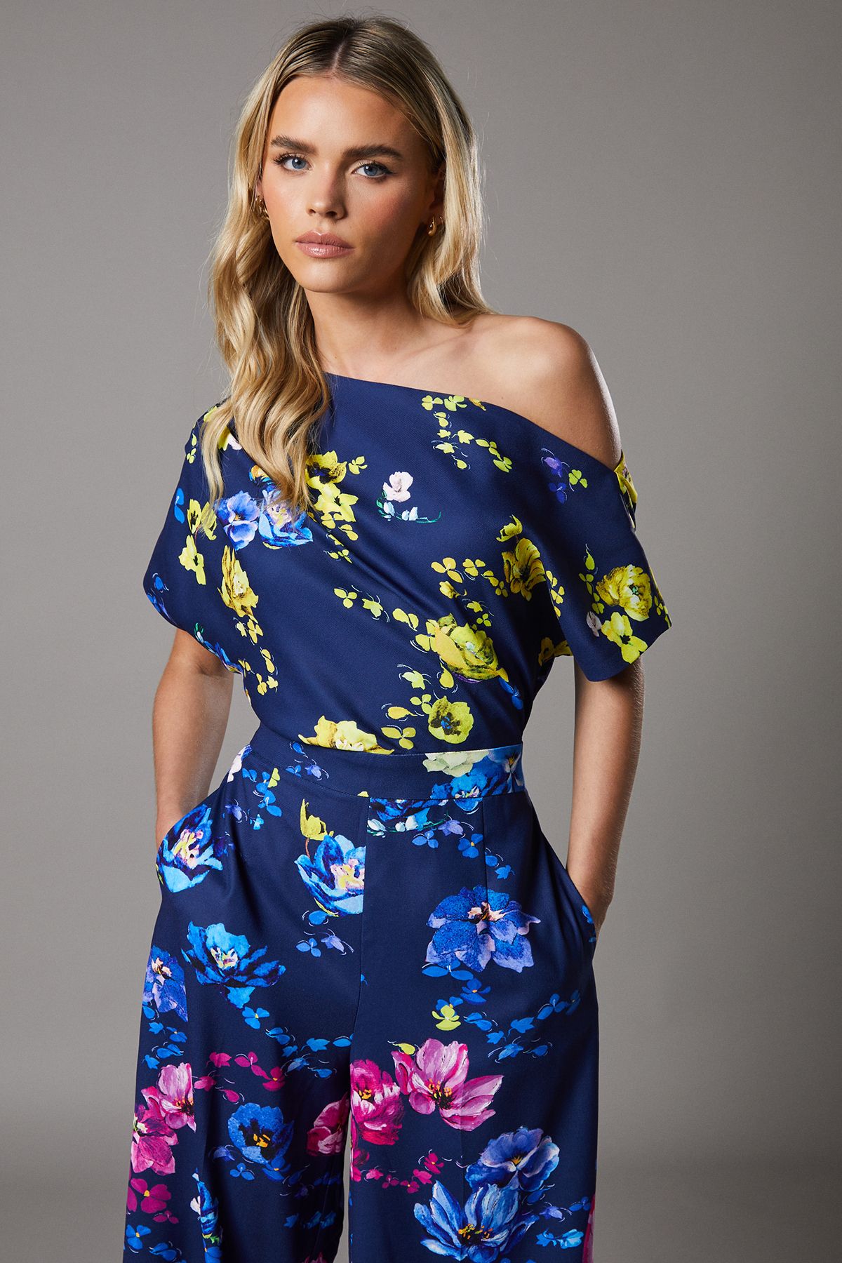 Coast Petite Pleat Off The Shoulder Jumpsuit
