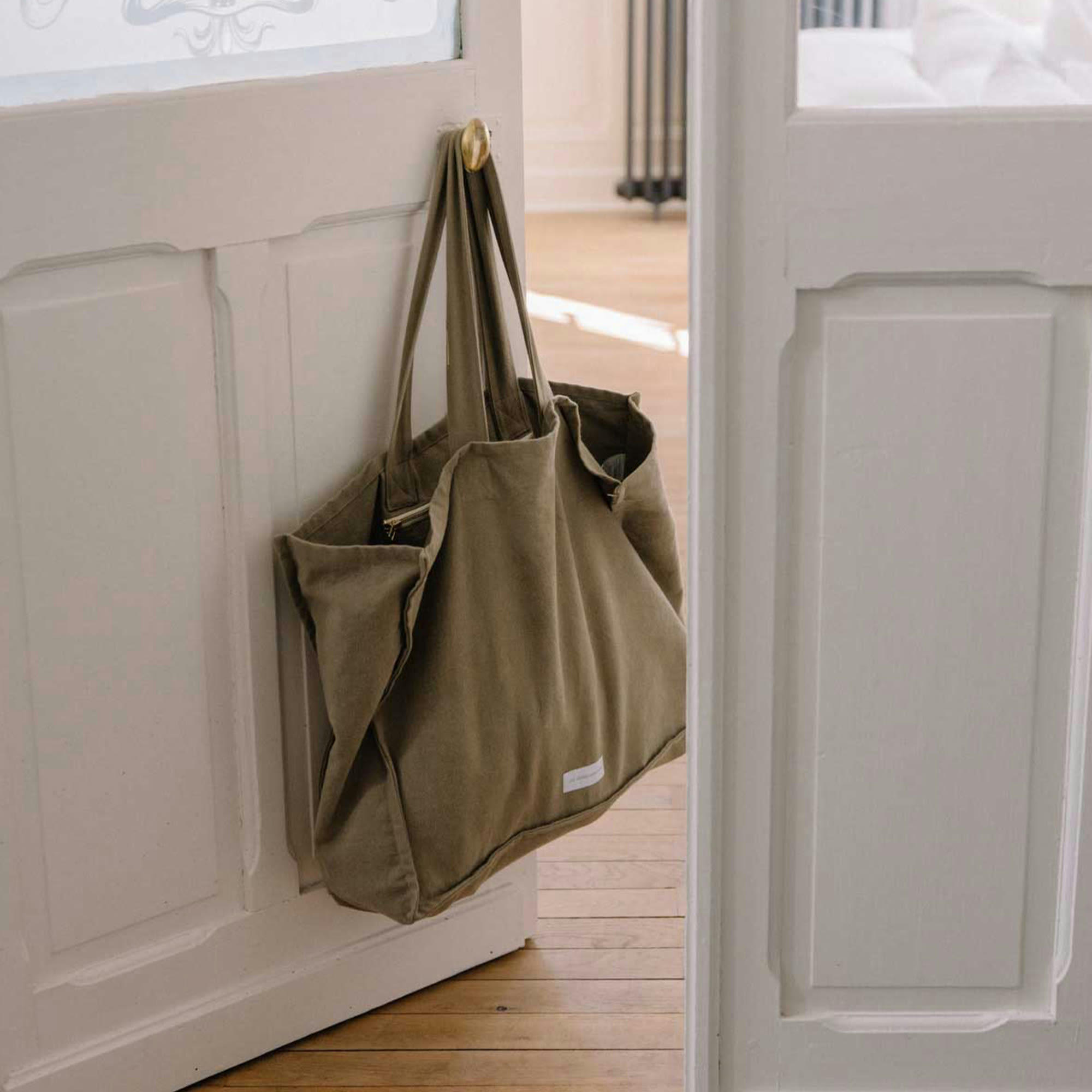 - Grand cabas en toile de coton bio vert tilleul