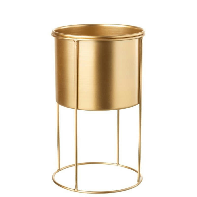 MÉTAL - Cache-pot sur pied métal or