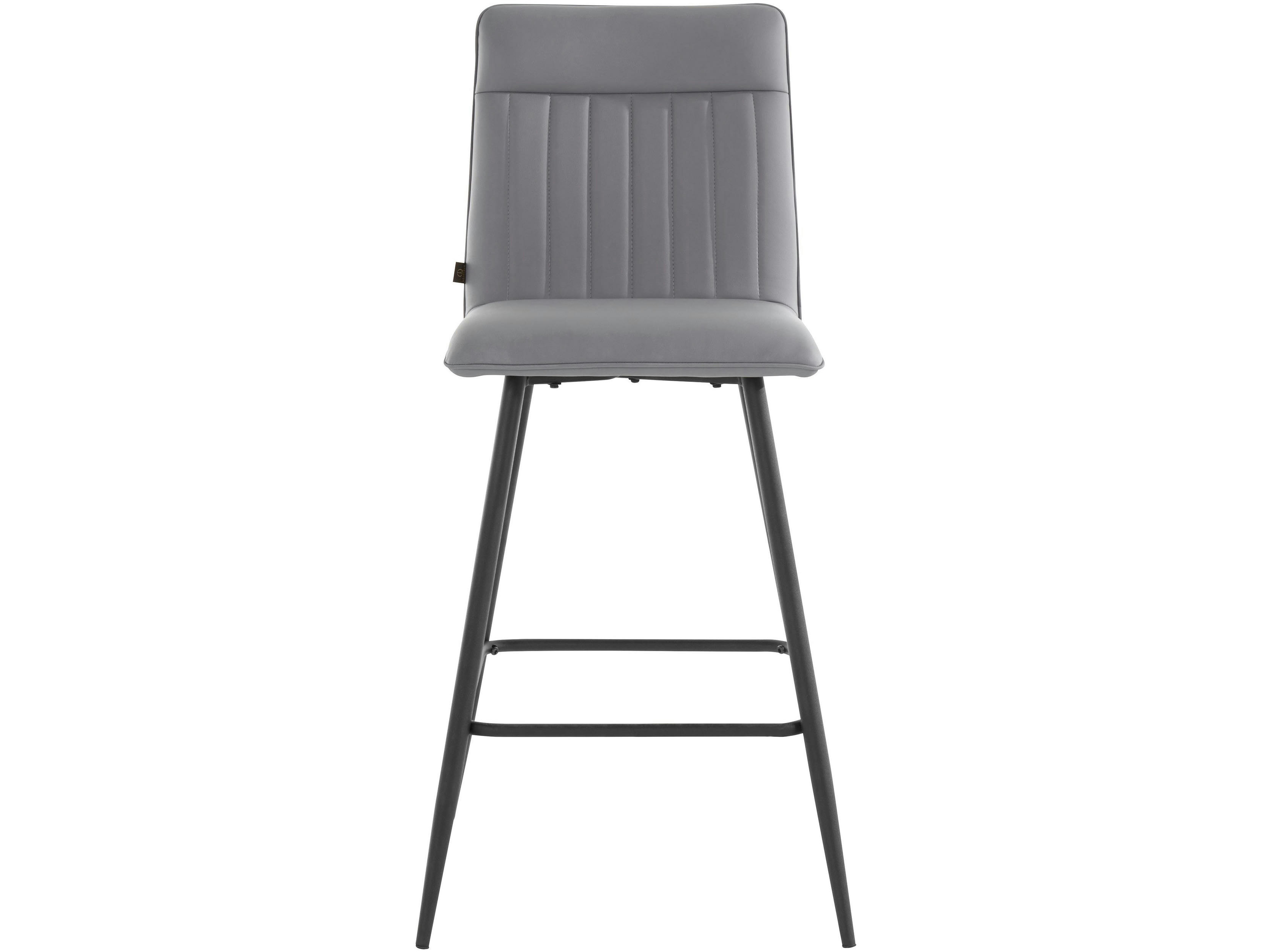 ZETA - Lot de 2 tabourets de bar rembourrés en PU gris