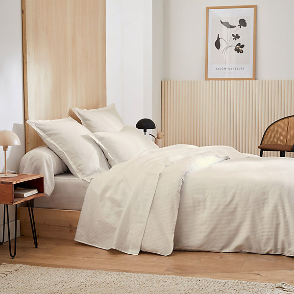 Housse de couette 200x200 cm satin de coton GRAND HÔTEL sable