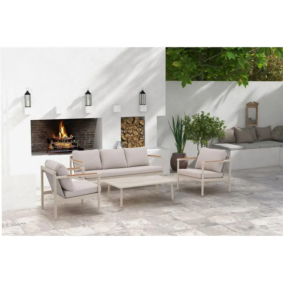 Stoel en Bank Loungeset 5 personen Aluminium Taupe Lifestyle Garden Furniture