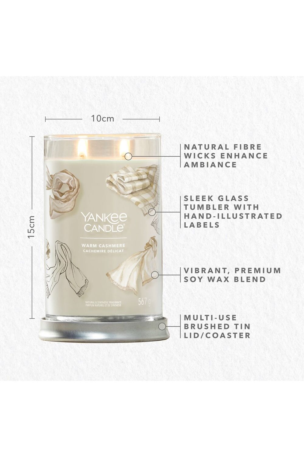 Yankee Candle Signature Large Tumbler Candle - Warm Cashmere 567g