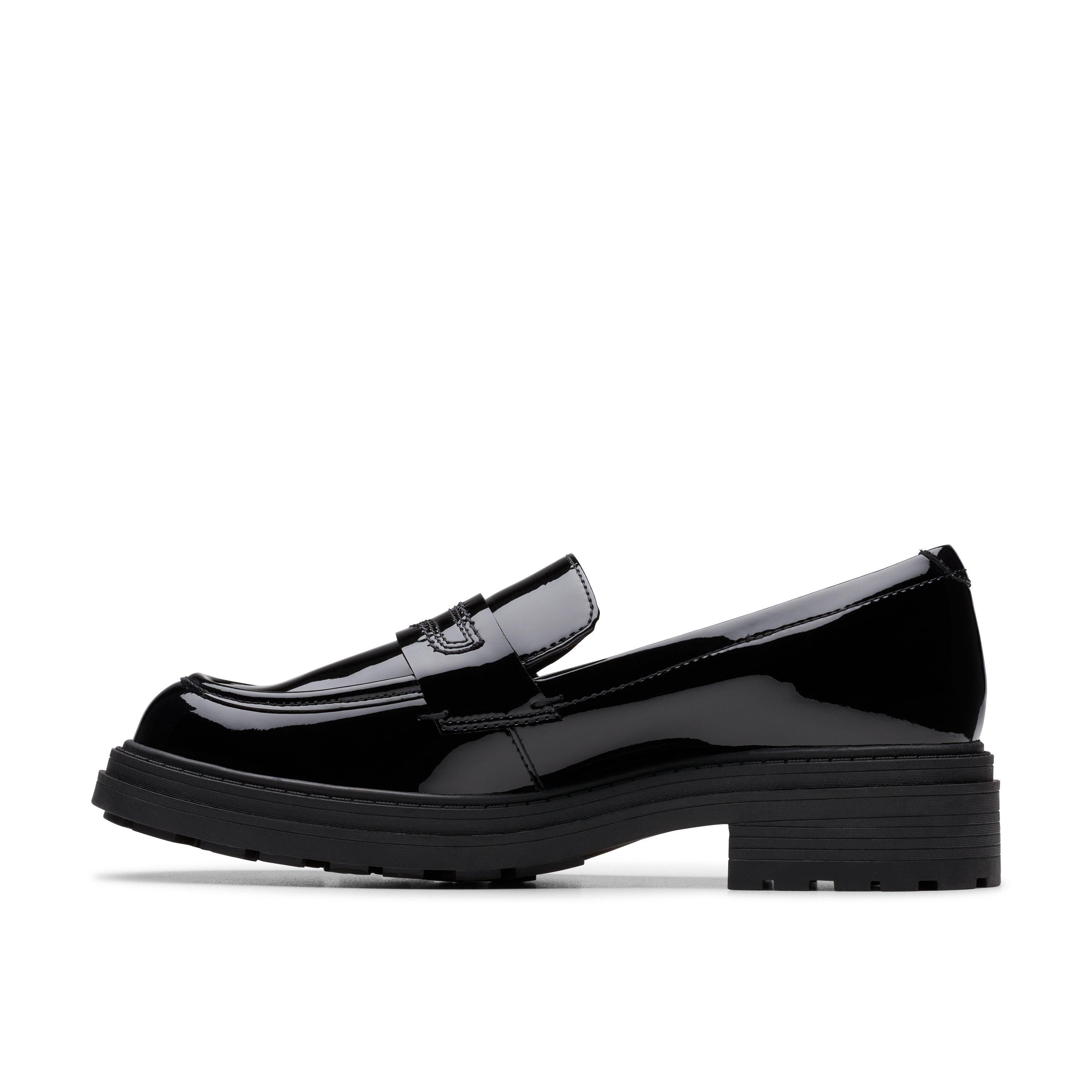 Clarks Orinoco3 Edge Black Patent Slip Ons,Loafers