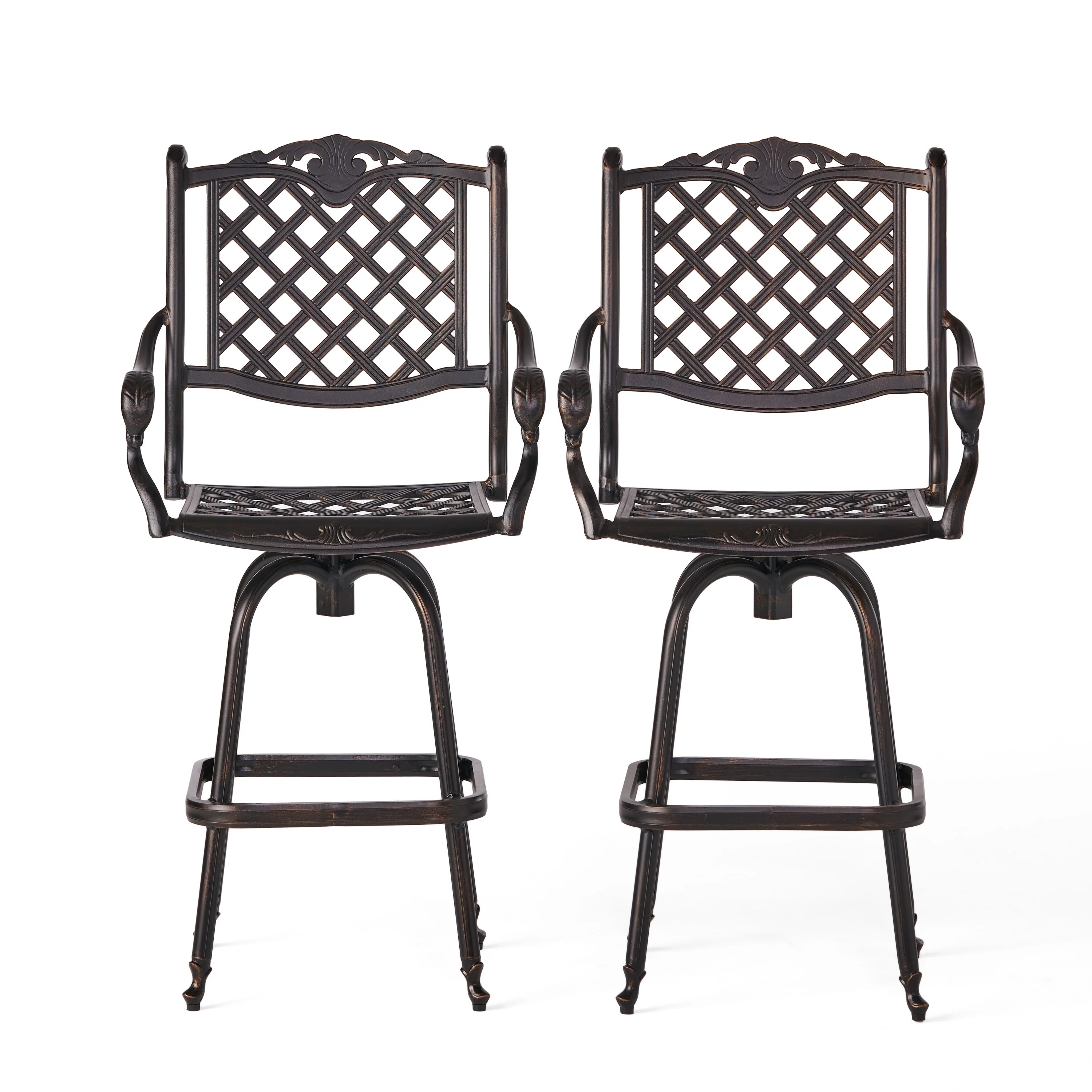Avon Cast Aluminum Copper Outdoor Bar Stool (Set of 2) by Christopher Knight Home